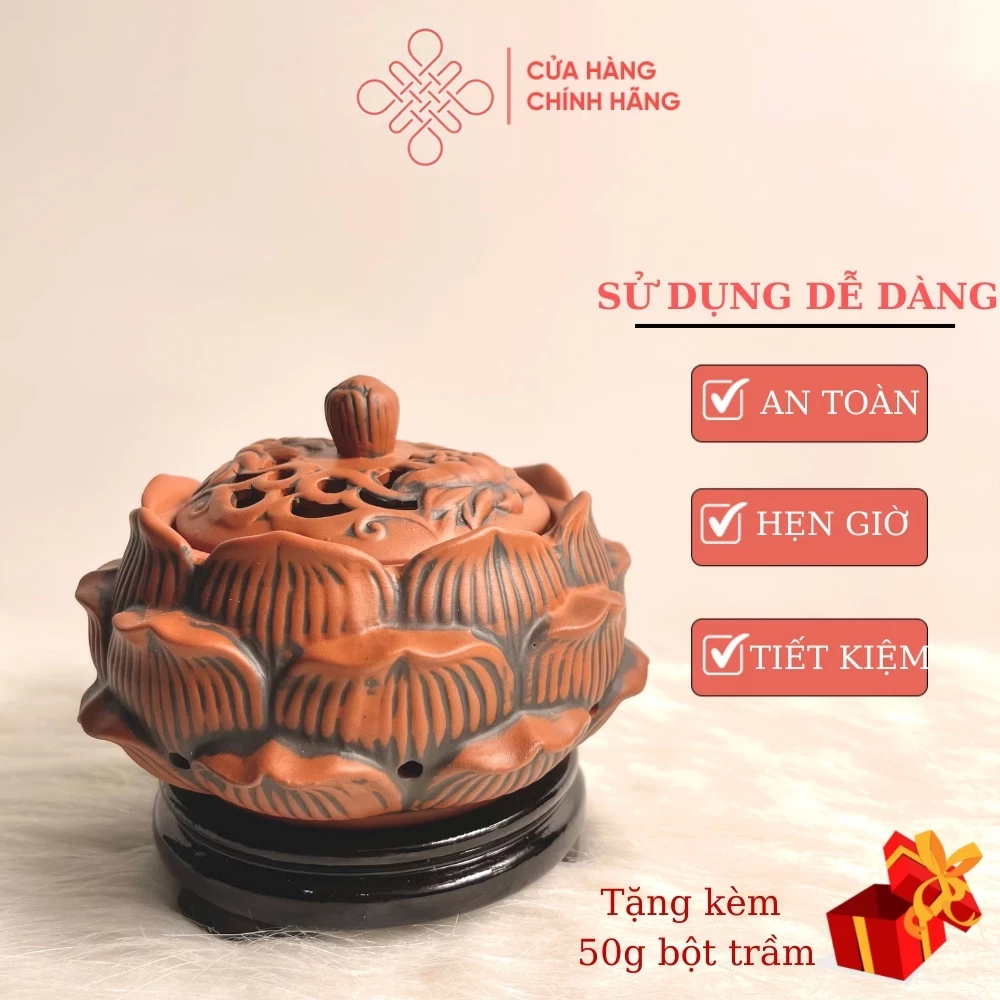 Lư Điện Xông Trầm Bằng Gốm Có Điều Chỉnh Nhiệt Độ Và Cài Đặt Thời Gian (Tặng 50g Bột Trầm)- Cửa Hàng Phật Giáo Thái Linh