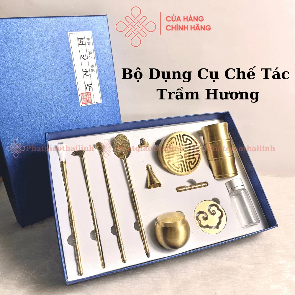 Bộ Dụng Cụ Đốt Trầm Hương Nhiều Chi Tiết Bằng Đồng - Cửa Hàng Phật Giáo Thái Linh