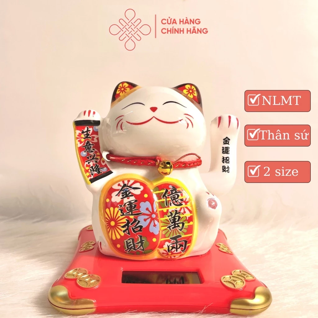Mèo Thần Tài Vẫy Tay Năng Lượng Mặt Trời,Bằng Sứ(Giao Mẫu Ngẫu Nhiên)-Cửa Hàng Phật Giáo Thái Linh