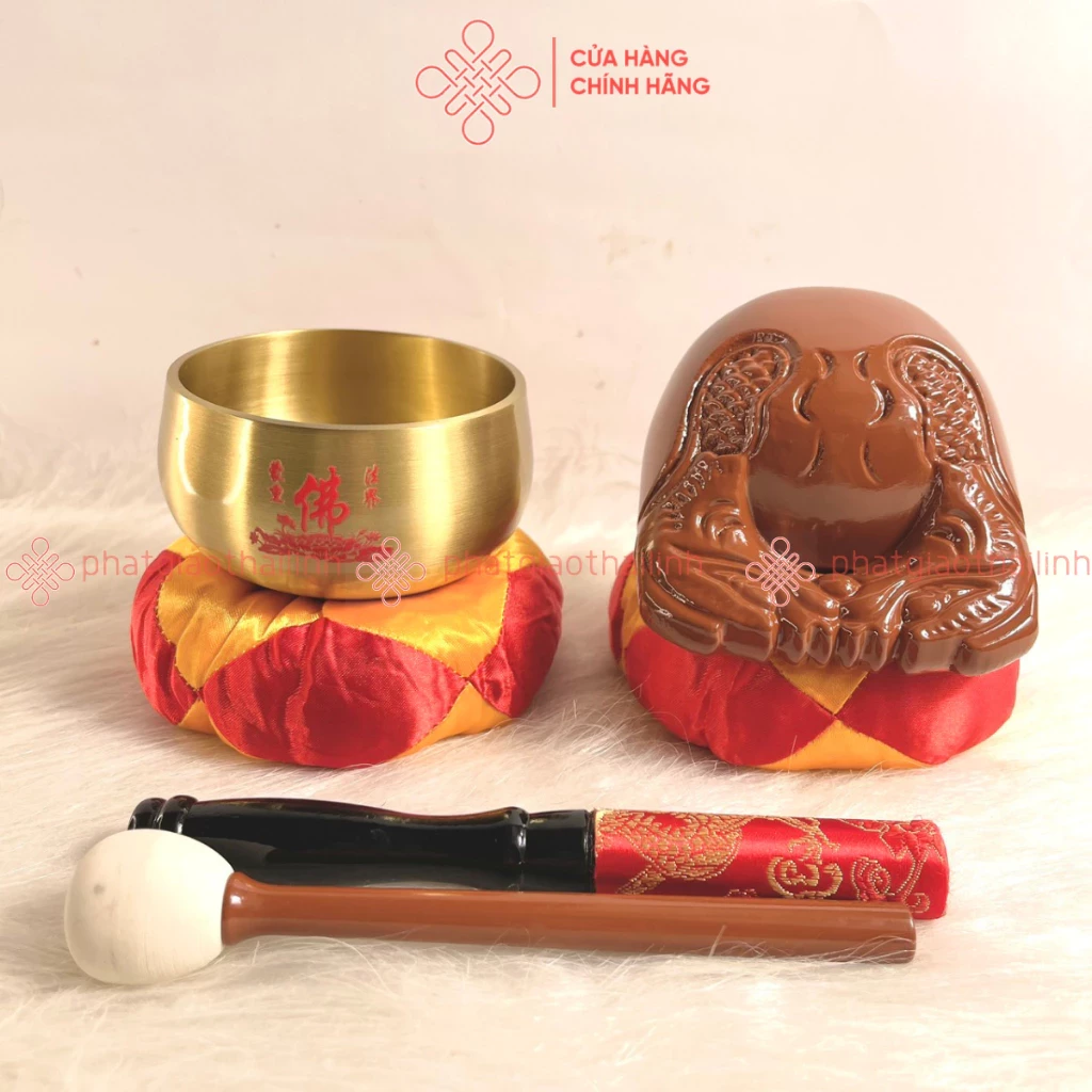 Bộ Chuông Mõ Đài Loan 3in, Chuông Trơn Chữ Phật Và Mõ Long Não - Cửa Hàng Phật Giáo Thái Linh