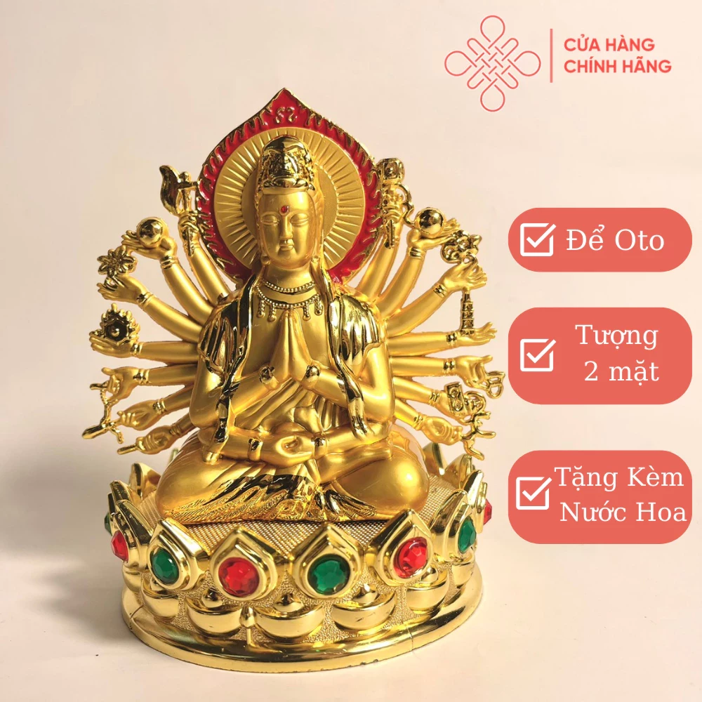 Tượng Phật Bà Nghìn Mắt Nghìn Tay Để Oto ( Kèm Nước Hoa Khô) - Cửa Hàng Phật Giáo Thái Linh