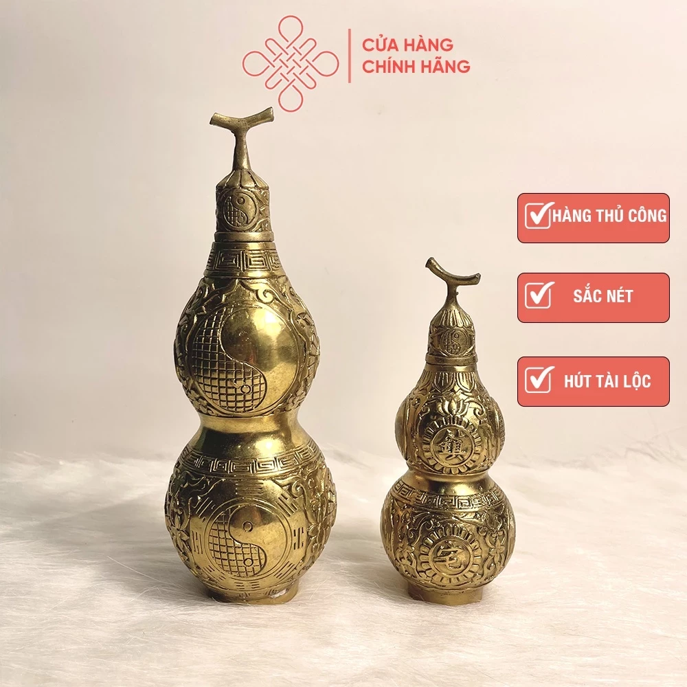 Hồ Lô Bát Quái Bằng Đồng Nguyên Chất Sắc Nét Hàng Thủ Công - Cửa Hàng Phật Giáo Thái Linh